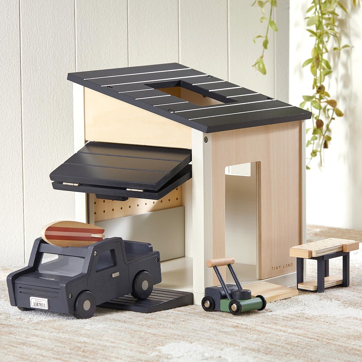 Tiny Land Wooden Dollhouse Garage Set，Wooden Doll House