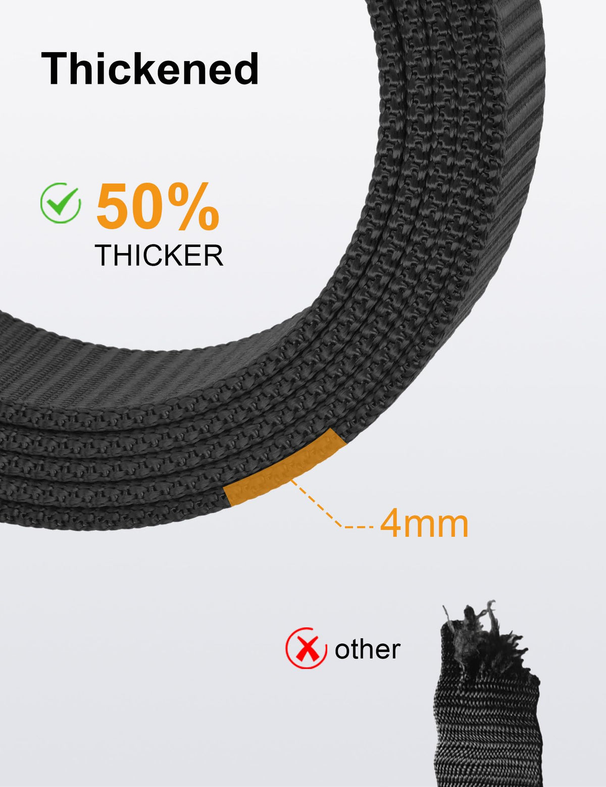 JUKMO Men's 1.5" Nylon Ratchet Belt, Casual Web Click Tactical Belt with Slide Buckle for Jeans, No Holes Adjustable Trim to Fit(Black,Large)