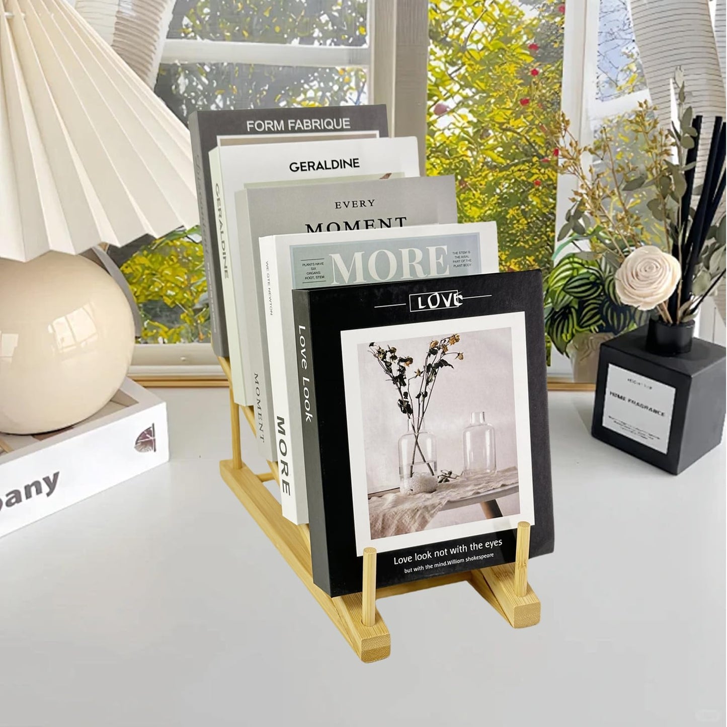 GYSLEOT Book Display Stand Holder, 5-Tier Wooden Book Rack Organizer For Magazines, Tabletop Kids Bookshelf Art Display Shelf For Vendors Craft Trade Shows