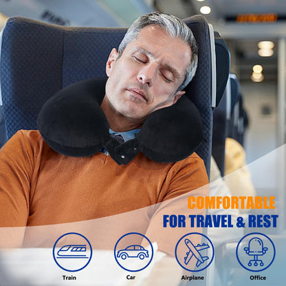 SAIREIDER Neck Pillows for Travel-Head Neck Support Travel Pillow for Traveling, Car, Home, Office Adjustable(Navy Blue)