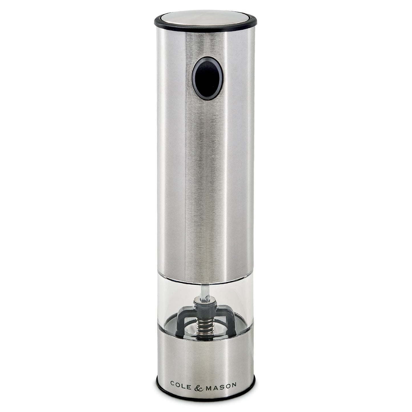 Cole & Mason Battersea Electronic Salt & Pepper Mill - One-Button Salt & Pepper Grinder - Refillable & Adjustable Salt & Pepper Shakers - Kitchen Accessories - Stainless Steel - 1 Pack