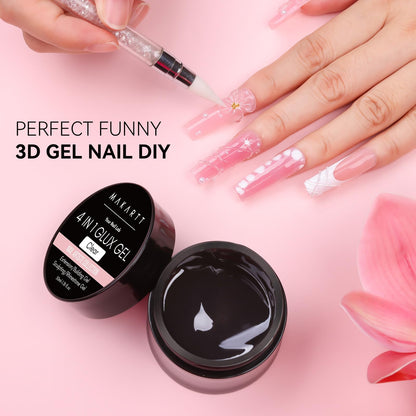 Makartt Clear Gel Builder Kit: Self-Levelling, Long Lasting Extension Hard Gels for Strengthener, Broken Nails Repair Gel Kit with Paper Forms, Dual forms, Nail File and Dual-End Brush 1.06 oz