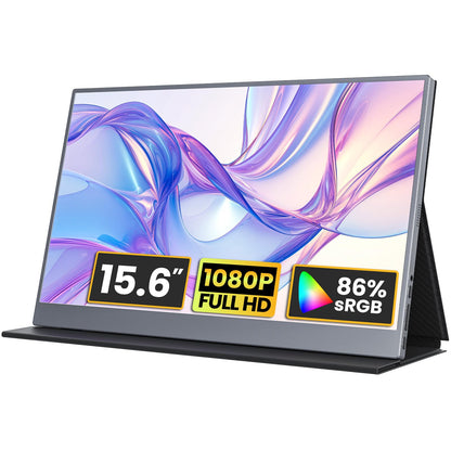 Portable Monitor 18.5 inch 1080P FHD 128% sRGB 100Hz, Travel Monitor for Laptop MacBook Surface PC Xbox PS5, HDMI Dual USB-C VESA Compatible Built-in Speaker, with Kickstand