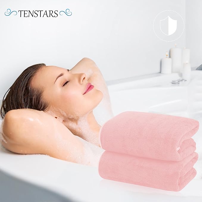 TENSTARS Silk Hemming Bath Towels