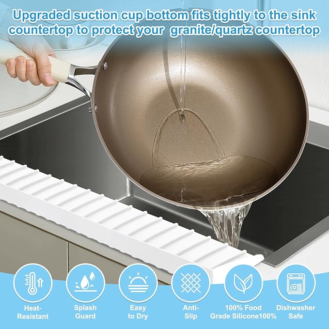 Silicone Sink Edge Protectors 4" x 24", Upgrade Kitchen Sink Splash Guards