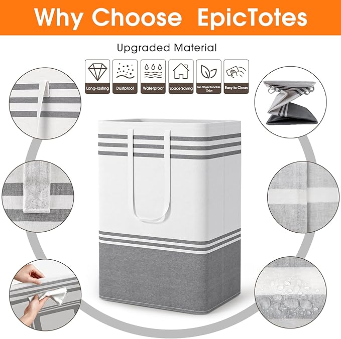 4 Pack Large Laundry Baskets, Laundry Hampers, Freestanding Waterproof