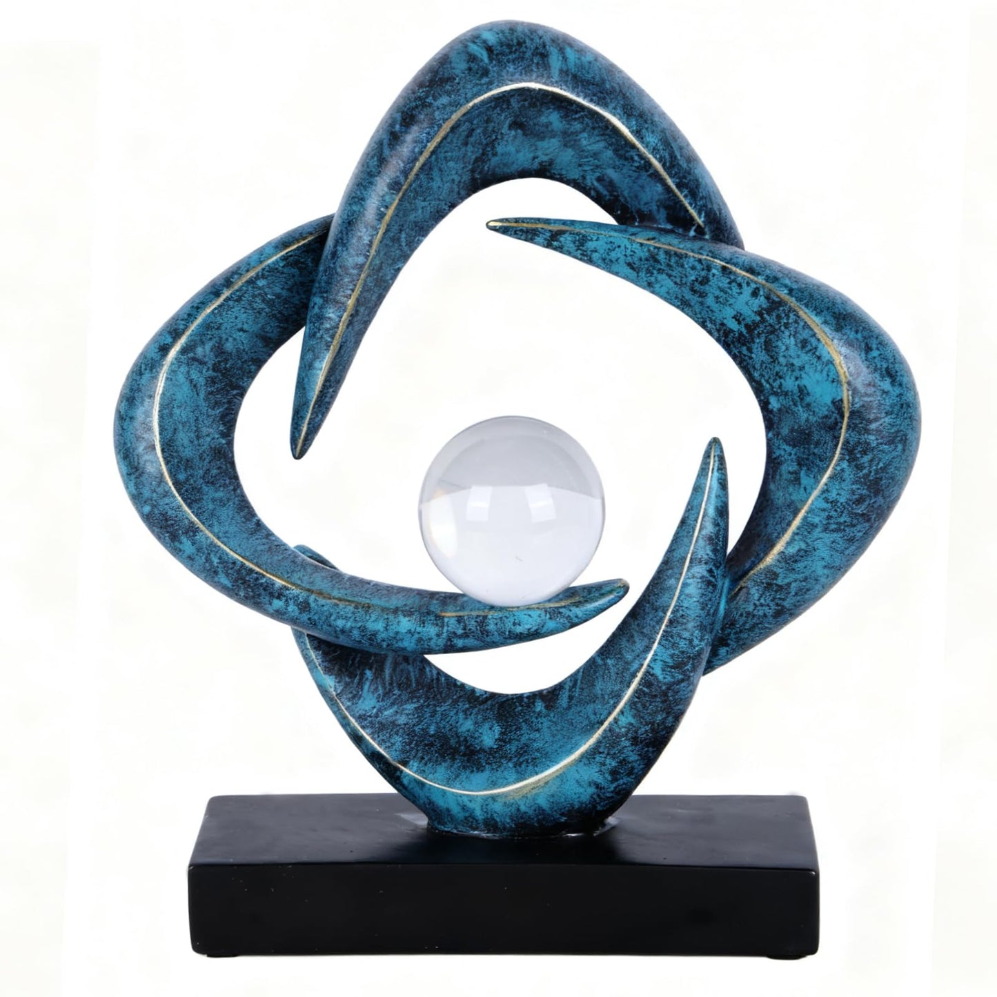 XYQXYQ Abstract Art Sculpture, Resin Gold Decorative Statue, Modern White Ornaments for Living Room, Decorativas Modernas for Coffee Table/Entryway/Office Collectibles (Blue&Gold)