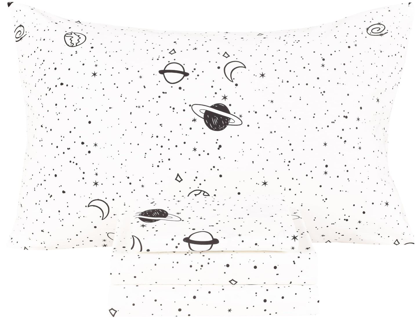 Scientific Sleep Starry Galaxy Solar System 100% Cotton 4 Pcs Full Bed Sheet Set Kids Toddler Teen, Flat Sheet & Fitted Sheet & Pillowcase Boys Girls Bedding Set (Galaxy, Full)