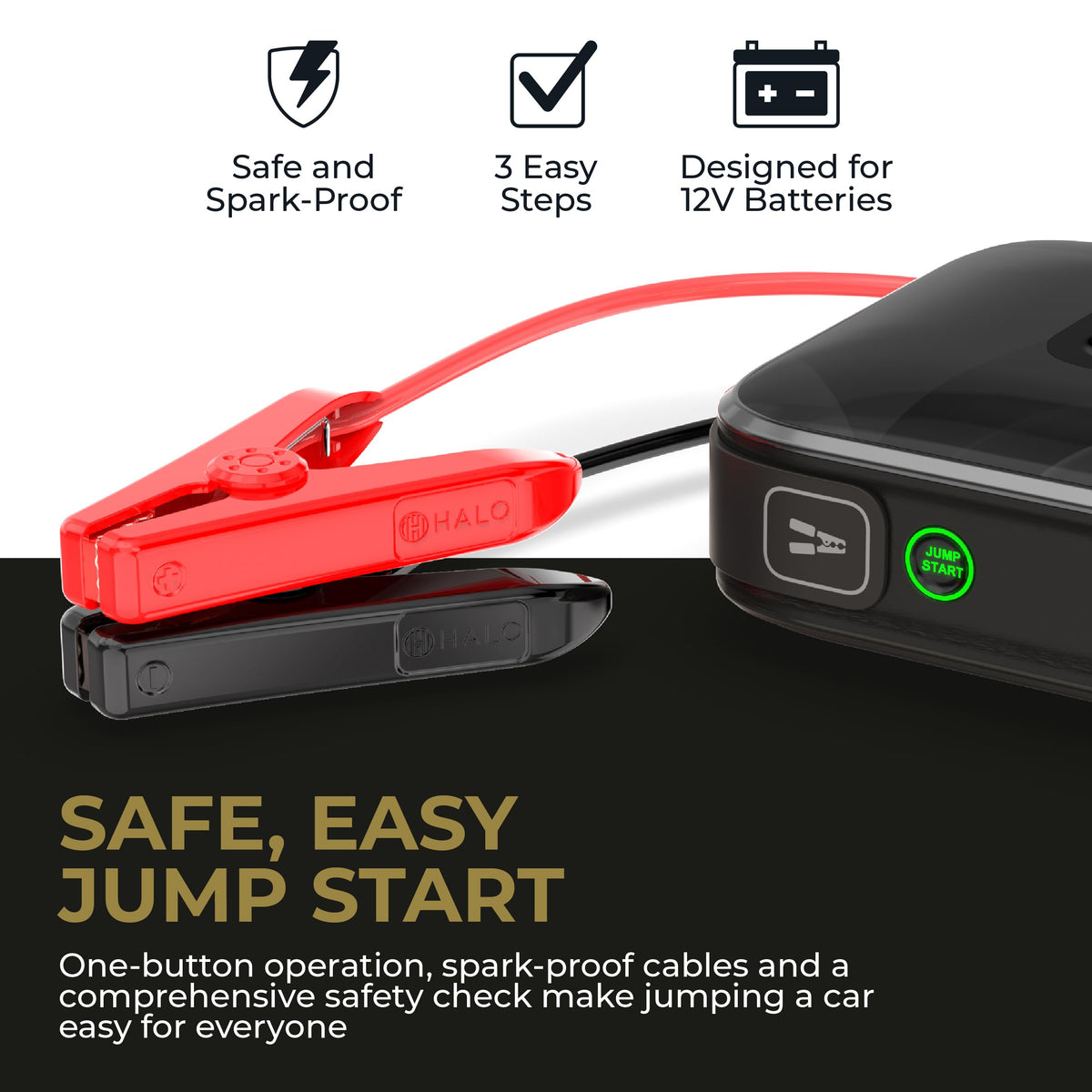 HALO Bolt Ultimate 3 Portable Car Battery Jump Starter | 130 PSI Air Compressor, 55.5Wh USB Power Bank, Large Display, Emergency Floodlight & Charger, Jumps Cars SUVs & Trucks, Inflates Tires — Cobalt