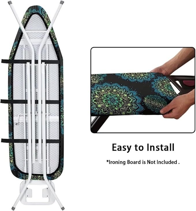 Mandala Lotus Flower Ironing Board Cover, Abstract Ethnic Floral 54x15 inches