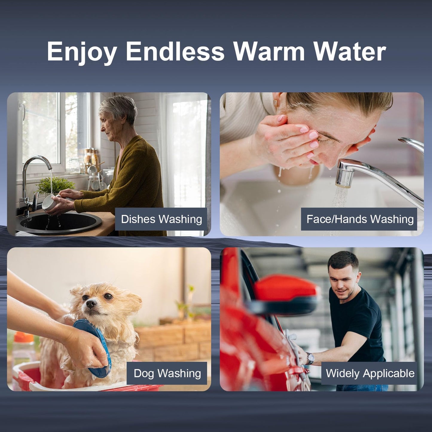 LECLOC Mini Tankless Instant Water Heater Under Sink 3000W 120V Plug In, LED Digital Display with Big Control Knob, IPX4, Multiple Safety Features, 30-55℃ Thermostatic On Demand Electric Water Heater