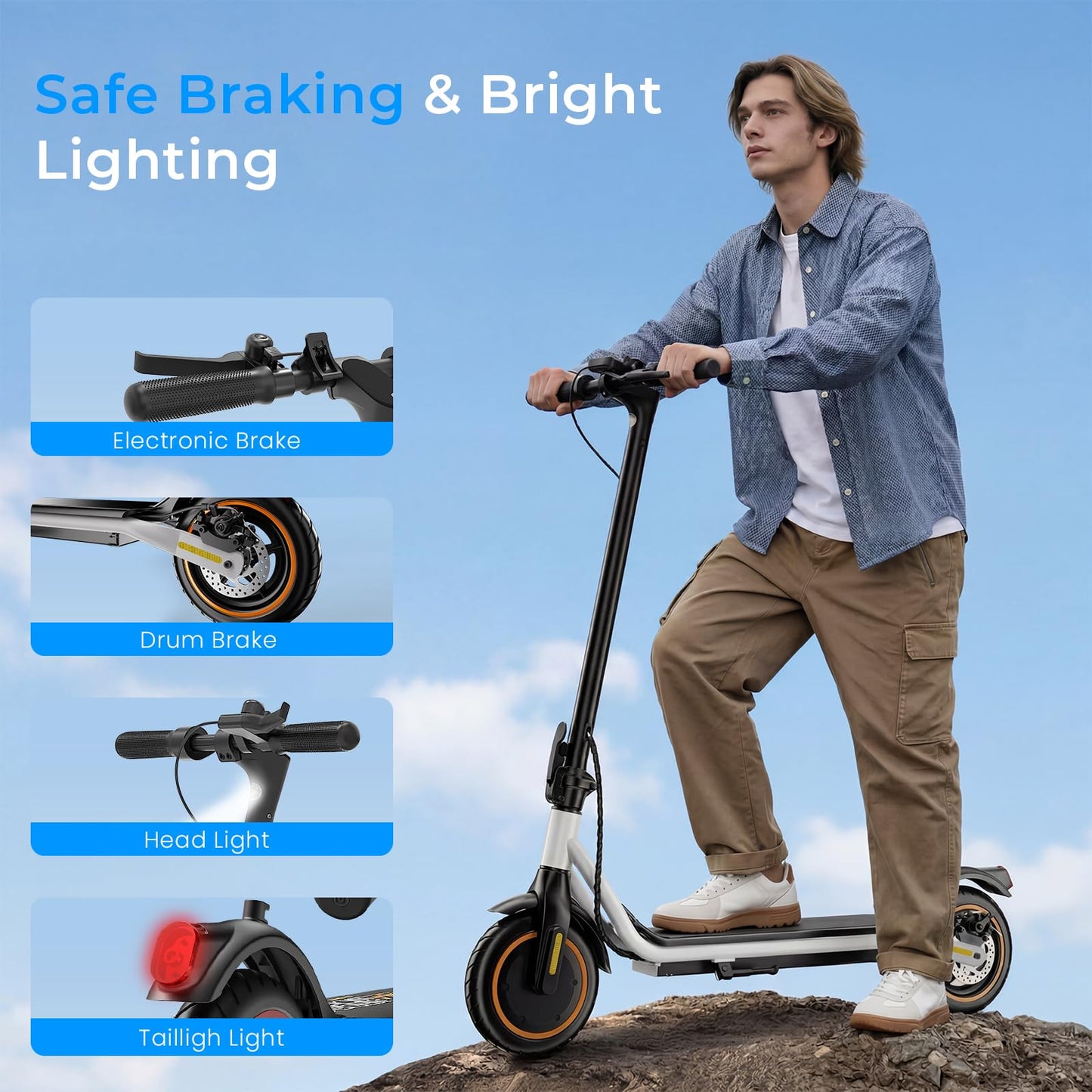 WAWSCOTE Electric Scooters - Electric Scooter Adults, 500W Motor, 8.5" Tire, 18/21/25 Max MPH, 21/28 Miles Range, APP Control, Cruise Control, Folding Commuting Escooter