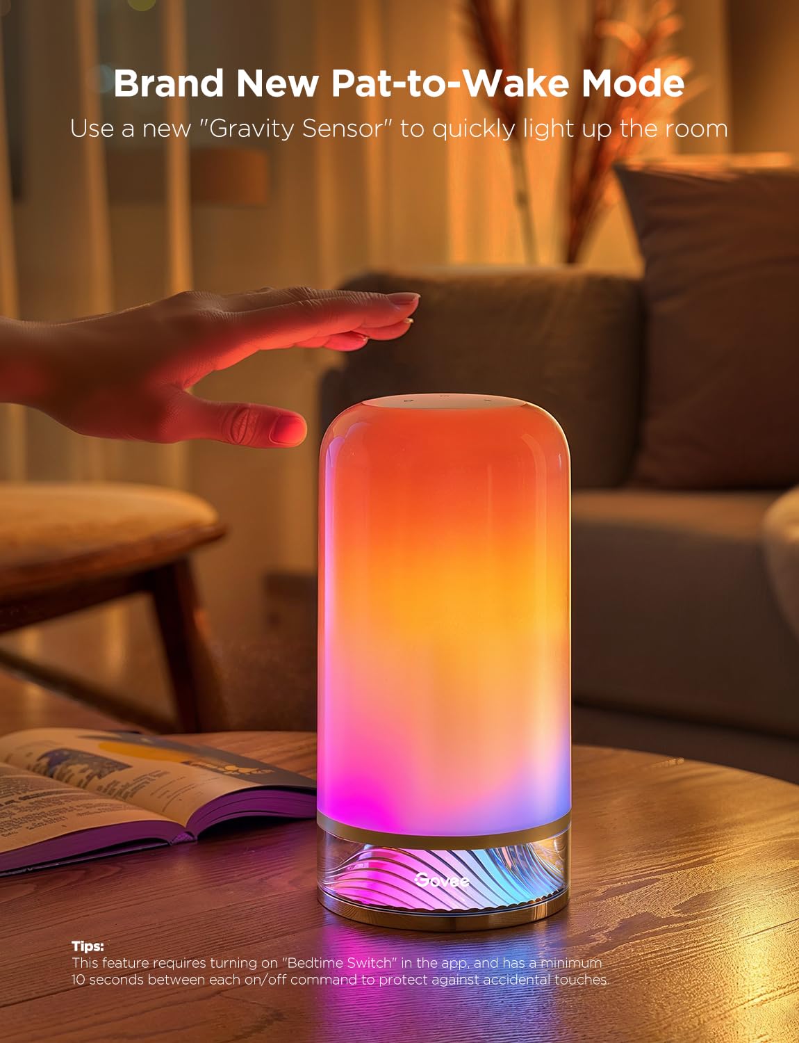Govee Bedside Touch Table Lamp, Night Light Kids LED RGBICWW Works with Matter and Alexa, Music Sync, 64 Scene Modes, Timer, 2700-6500K Night Lamp for Bedroom, Kids, Living Room Decor(Corded Electric)