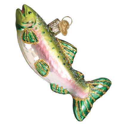 Old World Christmas Fish Collection Glass Blown Ornaments for Christmas Tree Alpine Rainbow Trout 3 x 4.25
