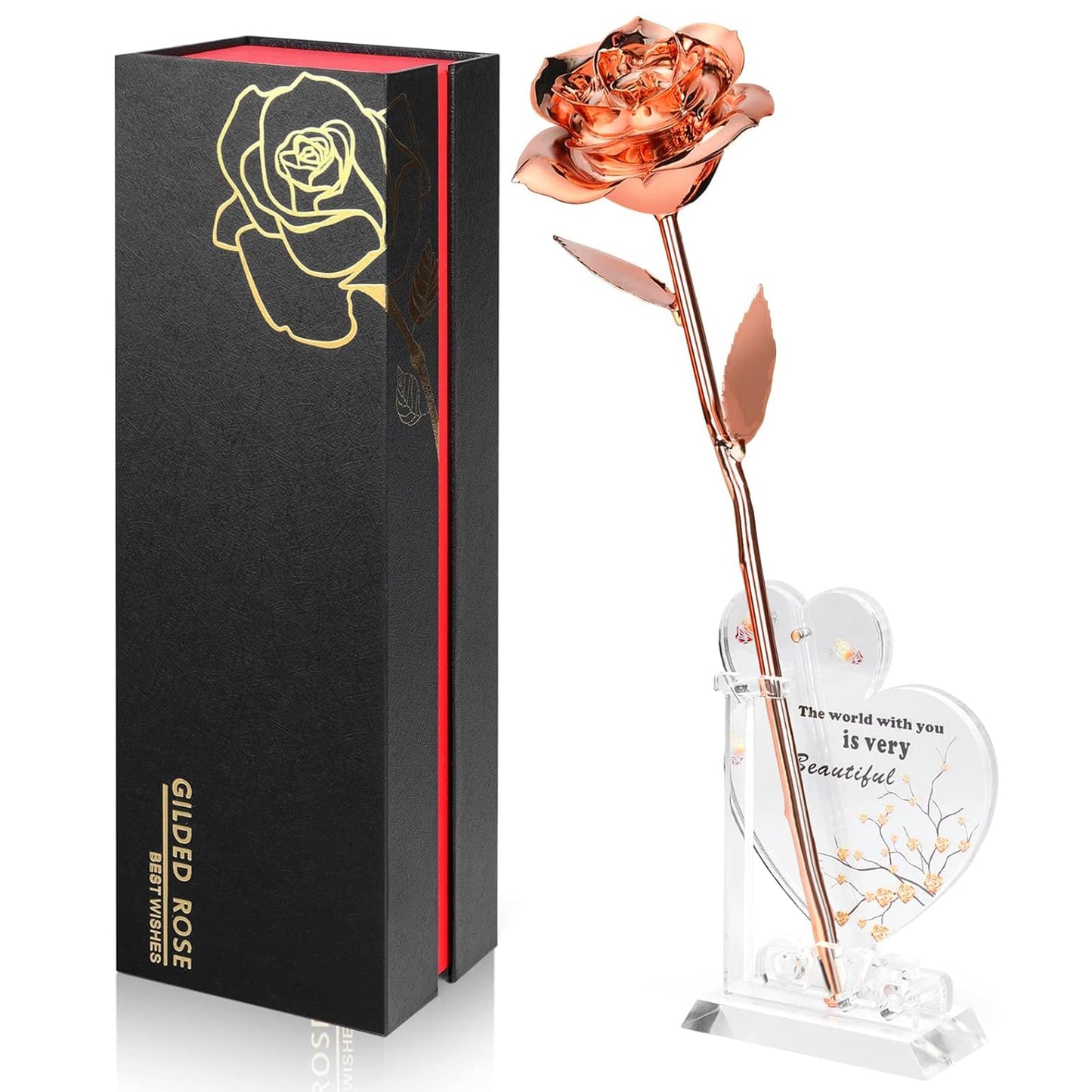 Gold Dipped Rose Real 24K Gold Rose, Genuine One of a Kind Rose Hand Dipped in 24K Golden Roses Romantic Gifts for Women in Her Birthday Anniversary Valentines Day Mothers Day