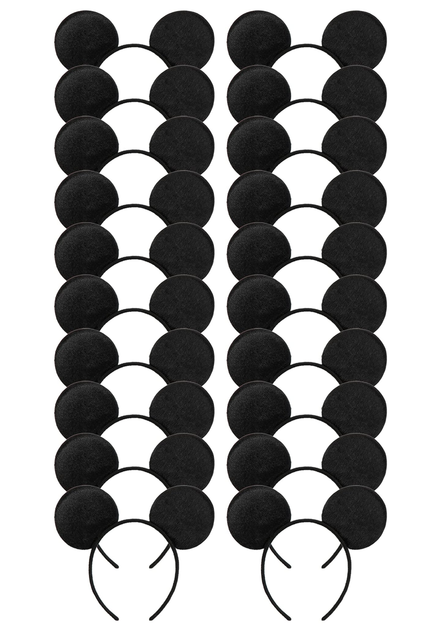 CHuangQi 20pcs Mouse Ears Headband, Solid Black