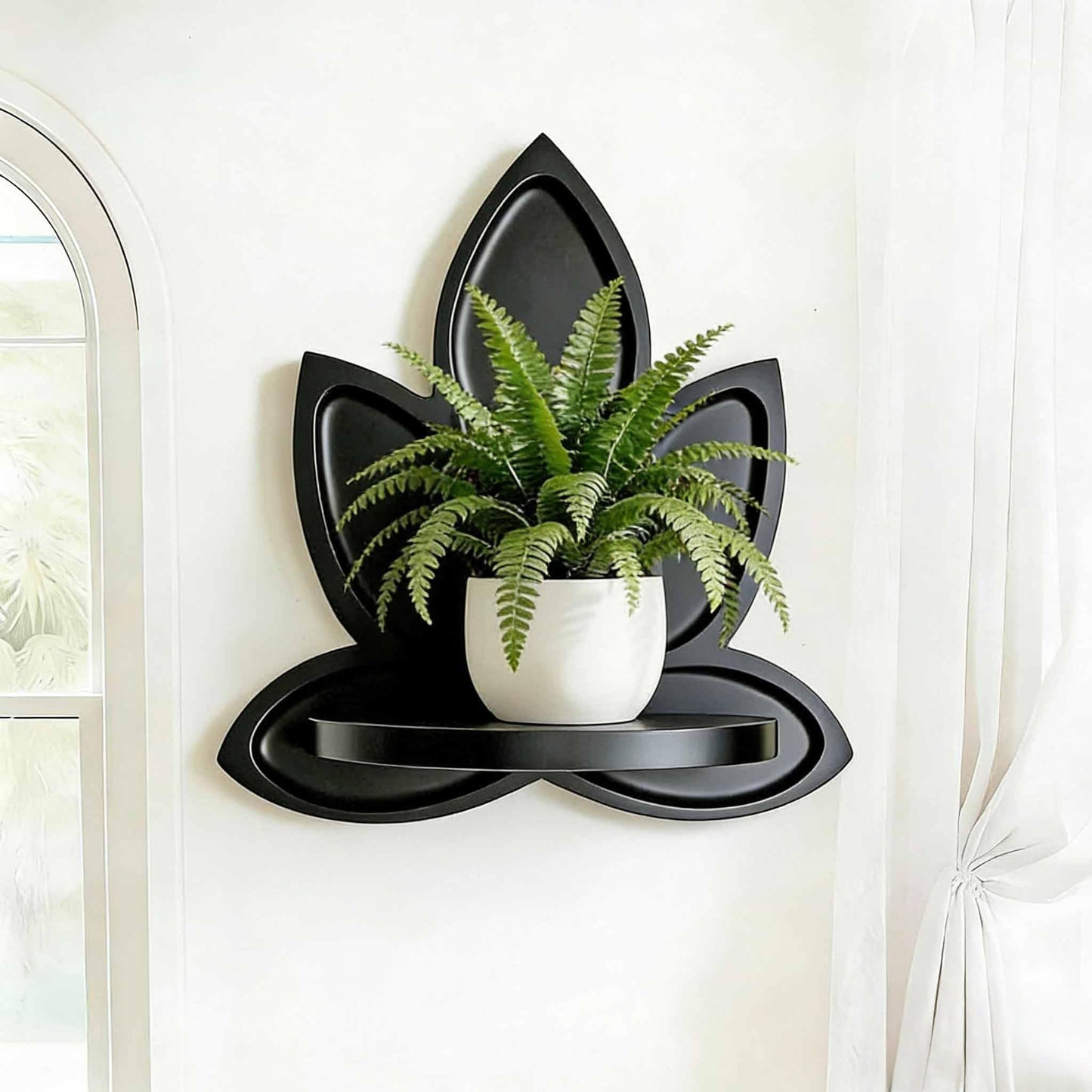 Homtik Small Carved Lotus Flower Wooden Floating Wall Shelf, Boho Zen Spiritual Home Decor for Office, Living Room, Bedroom, Yoga & Meditation Space