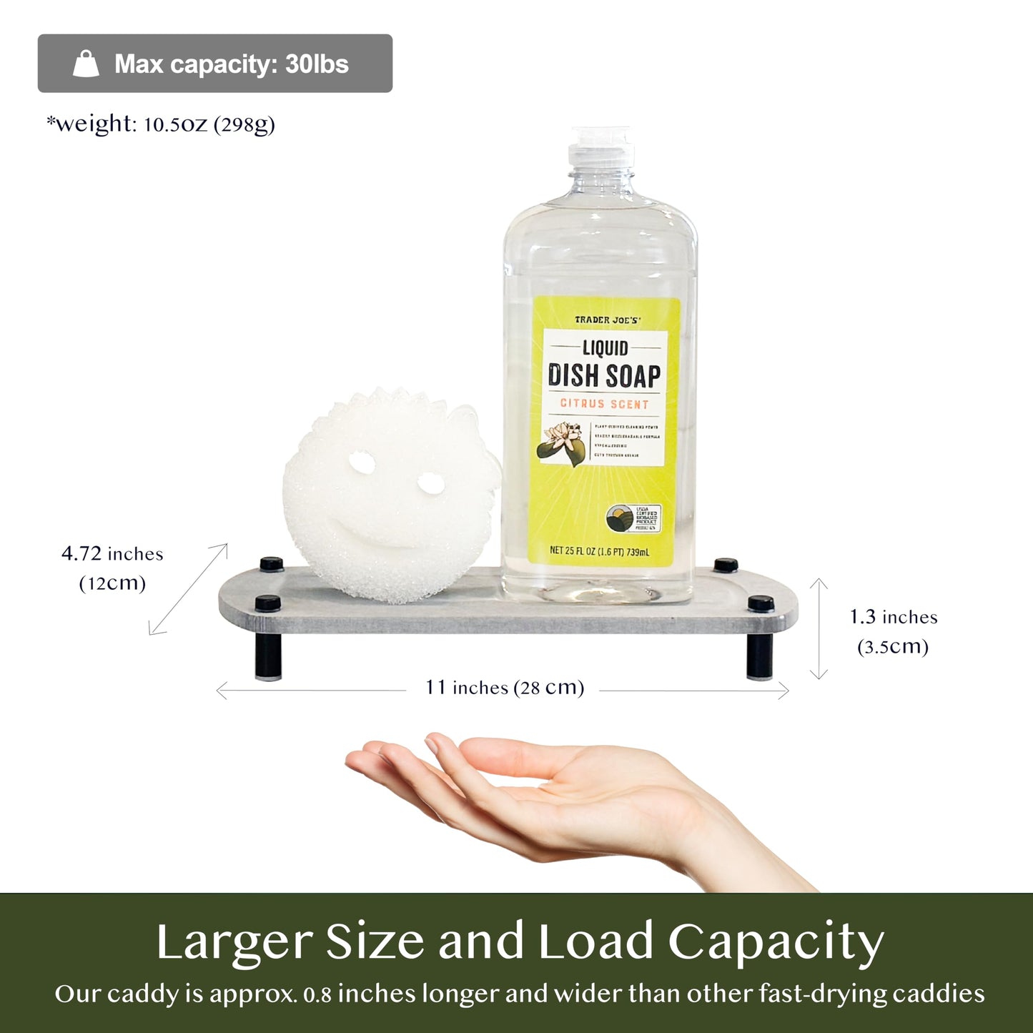 TWINKLE MOMENT 2PCS Water Absorbing Stone Soap Tray for Kitchen Bathroom Sink, Quick Dry Diatomaceous Earth Drying Rack and Shower Caddy, Soap Dispenser and Sponge Holder Organizer for Countertop