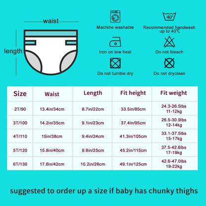FLYISH DIRECT Potty Training Pants for Boys Potty Training Underwear Potty Training Pants Toddler Reusable Training Pants, 8 Packs, 3 Years