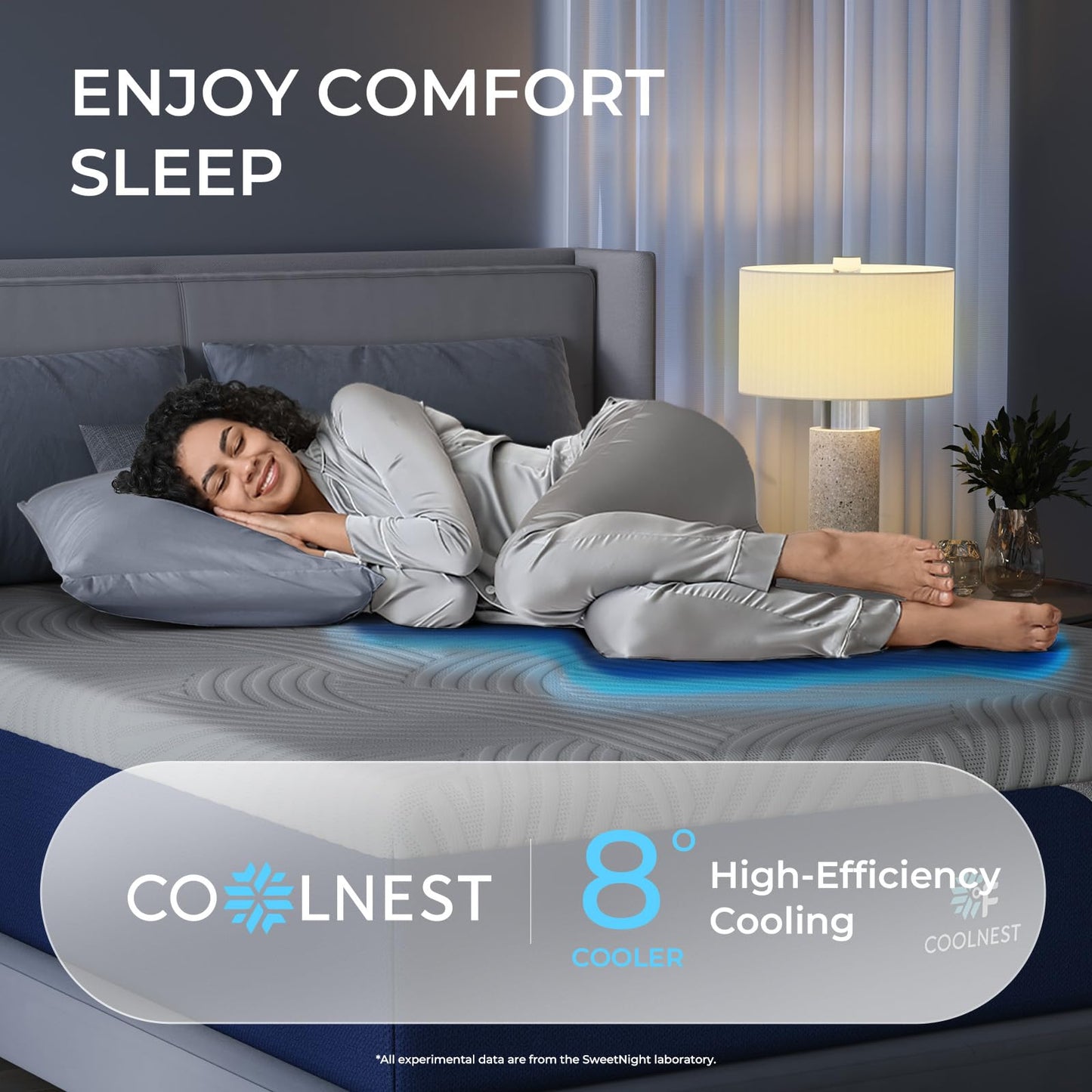 Sweetnight CoolNest 16 inch King Mattress, Cooling King Size Memory Foam Mattress for Cool Night Sleep, 5-Zone Ergo Support for Pressure Relief, Medium, CertiPUR-US Certified