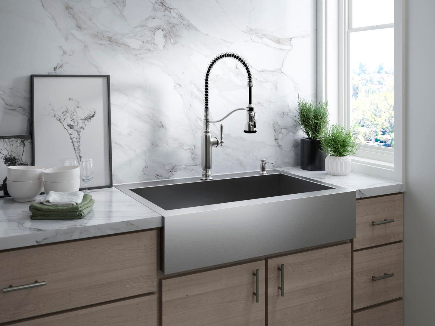 KOHLER Tournant Semi-Professional Pull-Down Kitchen Sink Faucet, Commercial Kitchen Faucet with Pull Down Sprayer, 77515-CP, Polished Chrome
