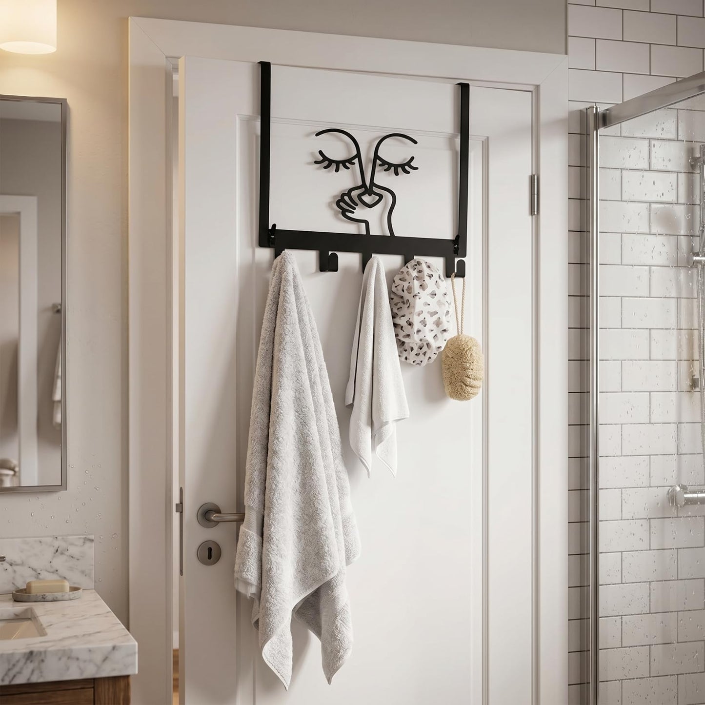 Reallnaive Bad Smell Humorous Over The Door Hooks Bathroom Decoration Hanger Wall Mount Art Funny Rack Holder for Towel, Hat, Coat, Cloth, Keychain, Bag, Christmas Gift