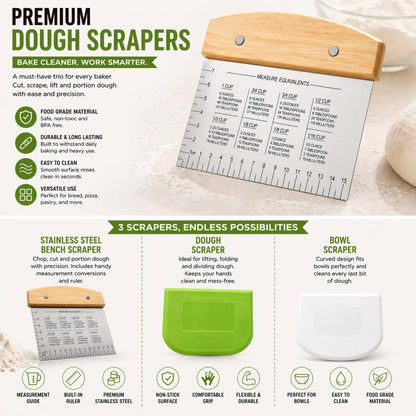 BOORIKA Sourdough Bread Baking Tool Set with Danish Dough Whisk, Bread Lame & Blades, Bench Scraper, Dough Scrapers and Silicone Brush – Sourdough Starter Kit