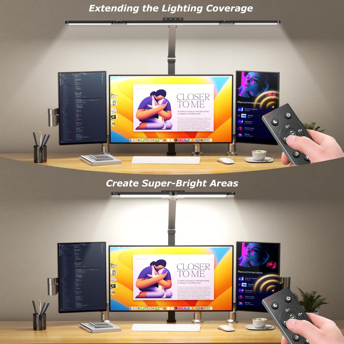 LED Desk Lamp for Office Home, Eye-Caring Desk Light with Stepless Dimming Adjustable Flexible Gooseneck, 10W USB Adapter Desk Lamp with Clamp for Reading, Study, Workbench (Black)