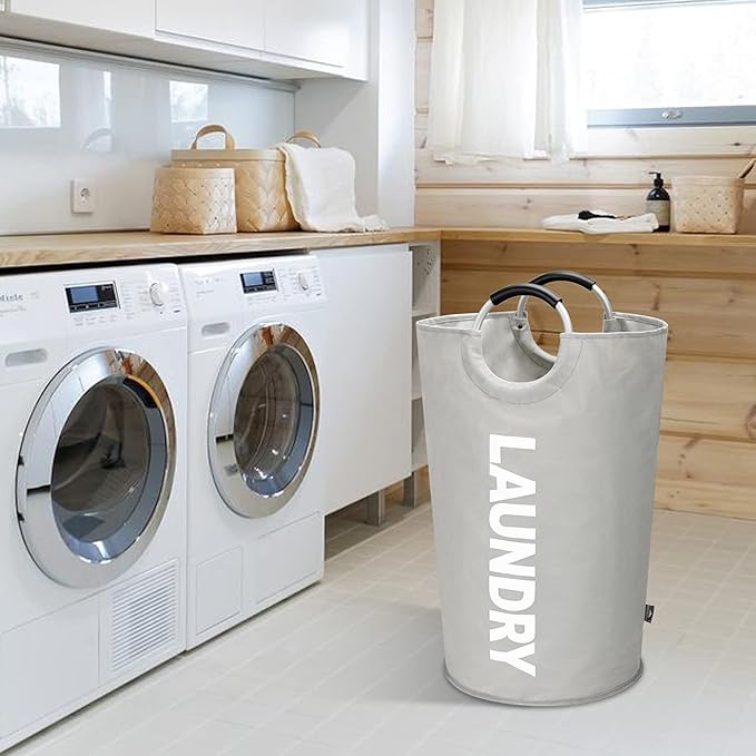 DOKEHOM 90L Large Laundry Basket, Collapsible Laundry Bag, Freestanding Tall