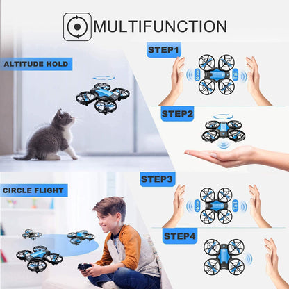 4DRC Mini Drone for Kids Hand Operated RC Quadcopter with 3 Batteries Longer Flight Time, Altitude Hold, Headless Mode, Throwing GO, 3D Flip and 3 Speed Modes Aeroplane for Beginners, Blue