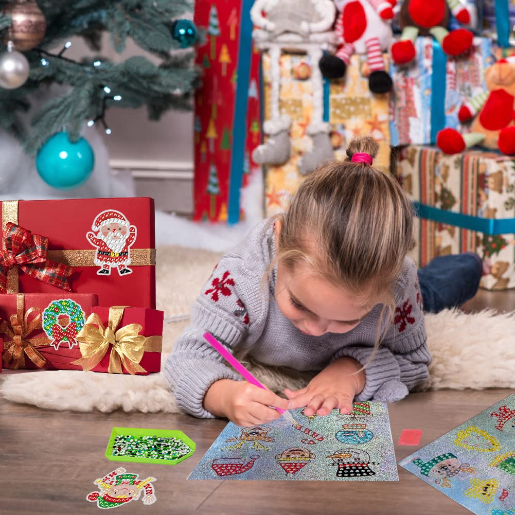 Labeol Diamond Art Kits for Kids Boys and Girls Ages 6-8-10-12 Easy to DIY Creative Diamond Art Sticker Craft by Numbers Kits for Kids and Adult Beginners (Christmas)