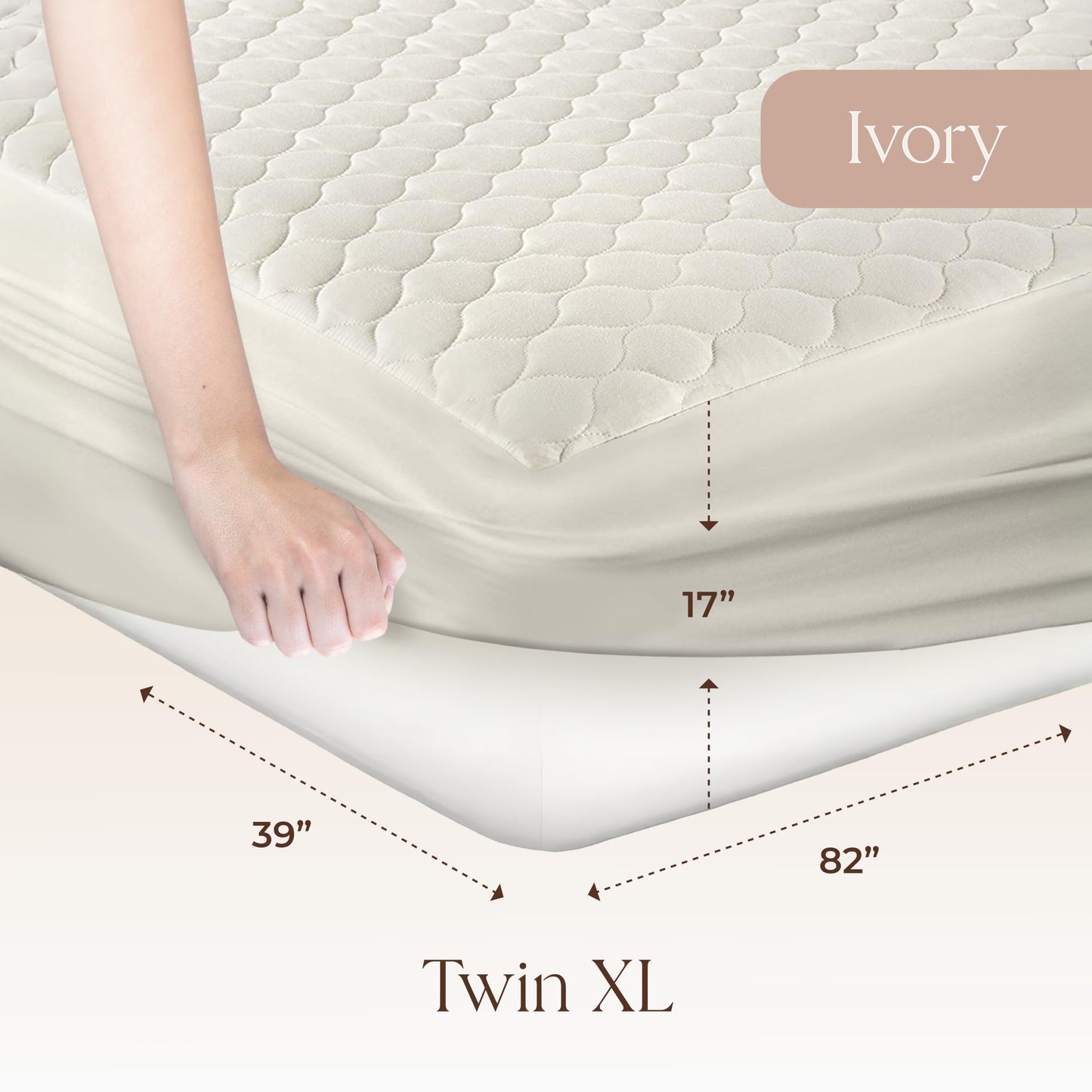 100% Cotton Organic Mattress Pad - Breathable & Cooling Mattress Protector Twin XL Size - Premium 300GSM Quilted and Machine Washable - Fairtrade & GOTS Certified Bed Protector (Ivory, Twin XL)