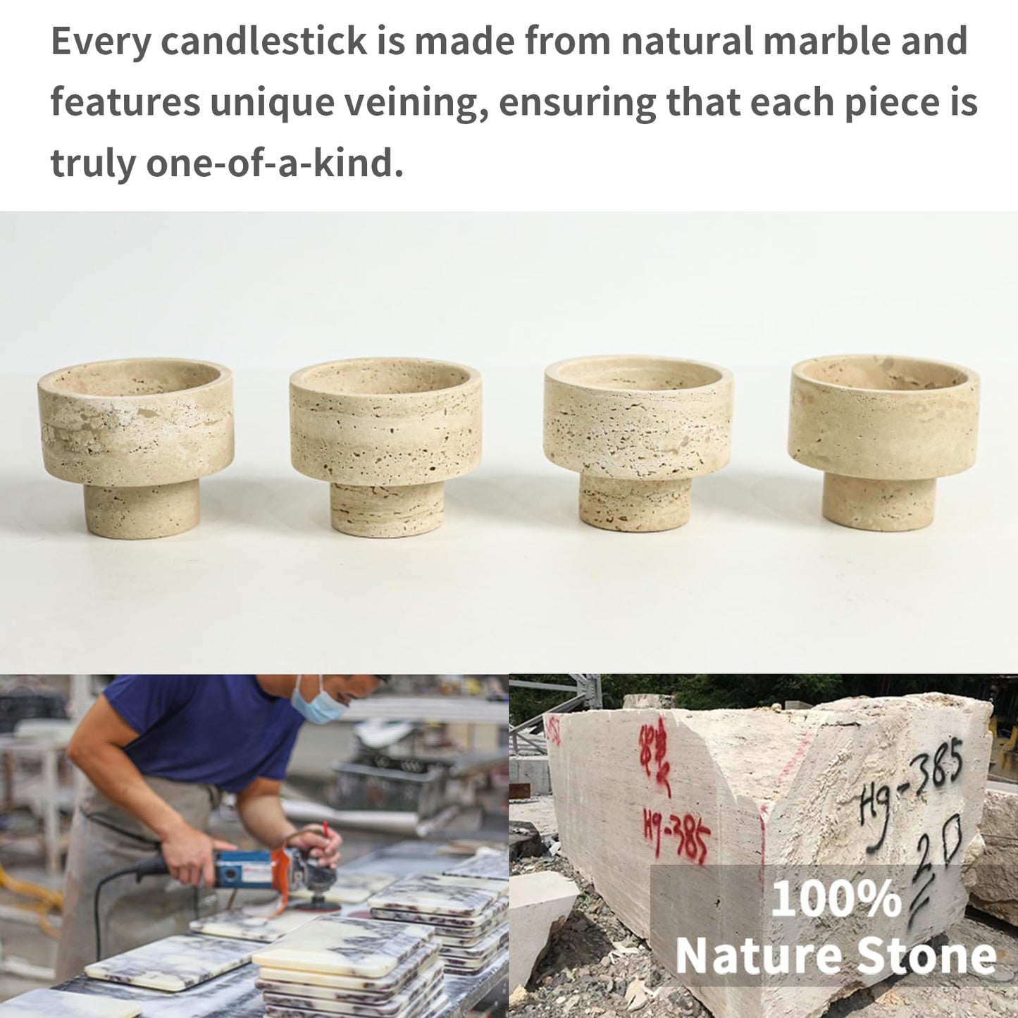 Elegant Italian Travertine Tealight Holders, Luxurious Votive Candle Holders for Home Decor, Natural Stone Pillar Candle Holder for Table Centerpieces, Elegant Wedding Dinner Party Table Decor