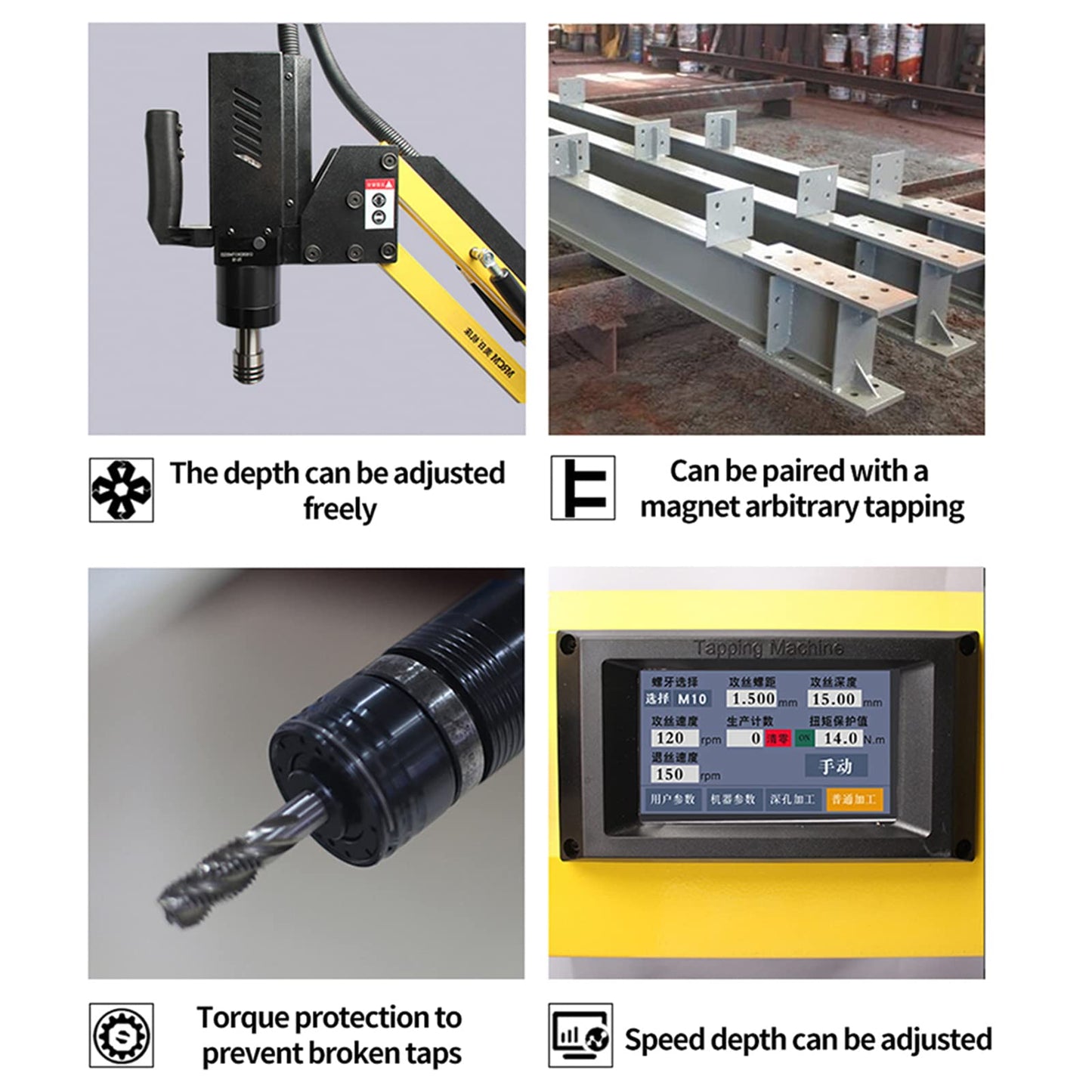 Electric Tapping Machine M3-M16,360° Multi-directions Tapping Machine 0-375rpm/min,8PCS Collets,Voltage AC 110V,for Machinery Manufacturing,Mould machinery and other industries