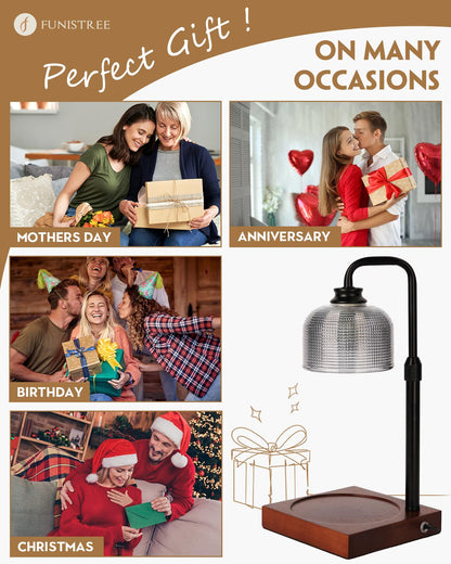 Candle Warmer Lamp with Timer Dimmable, Adjustable Height Candle Warmer,Mothers Day Birthday Gifts for Women Mom House Warming Gifts New Home, Wax Warmer for Jar Candles with 2 Bulbs
