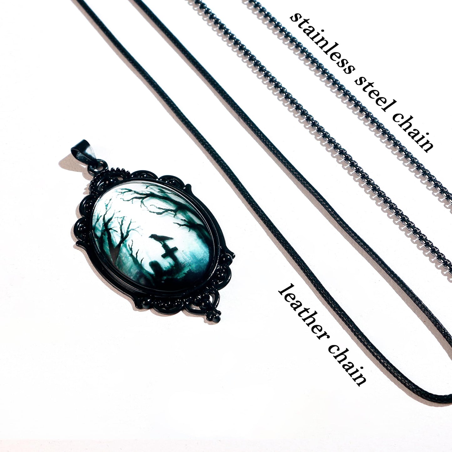 Gothic Necklace as Goth Accessories for Halloween Costume Jewelry for Women, Gothic Jewelry Witch Necklace as Black Choker Goth Gifts, Raven Vampire Pendant as Punk Grunge Accessories Halloween Gifts