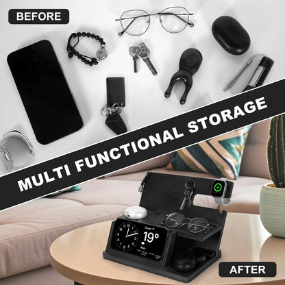 Gifts for Men 3-in-1 Charging Stand Compatible with iPhone 16 Charger Station, Nightstand Organizer Wood, Fathers Day Perfect for Dad Husband Boyfriend Son, for iPhone 16/15/14/13/12 and Pro, Watch
