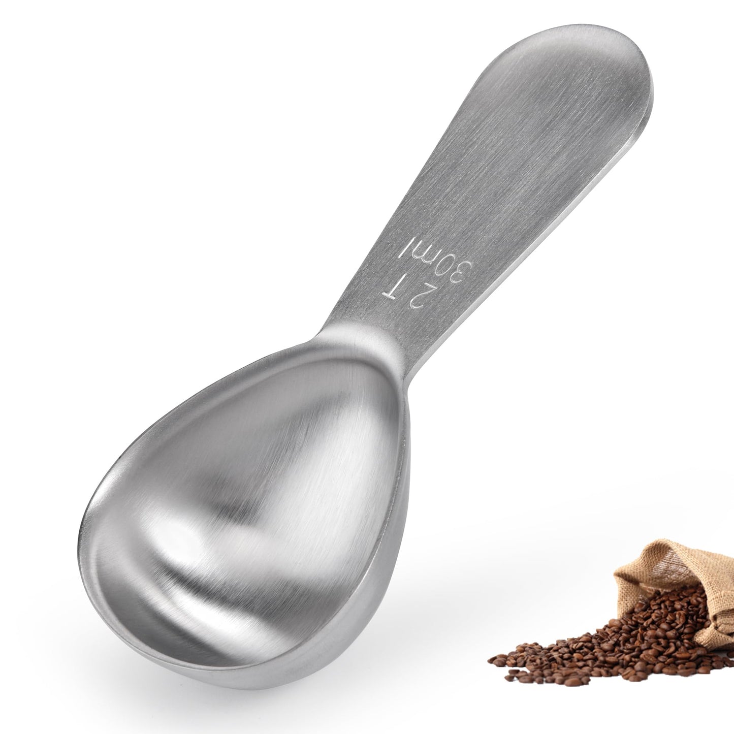 Doosu 2 Tablespoon Coffee Scoop - 18/8 Stainless Steel Heavy Duty Measuring Spoon with Short Handle, Food Grade Metal Tbsp Scoop for Ground Coffee Beans Tea Sugar Powder (30ml)