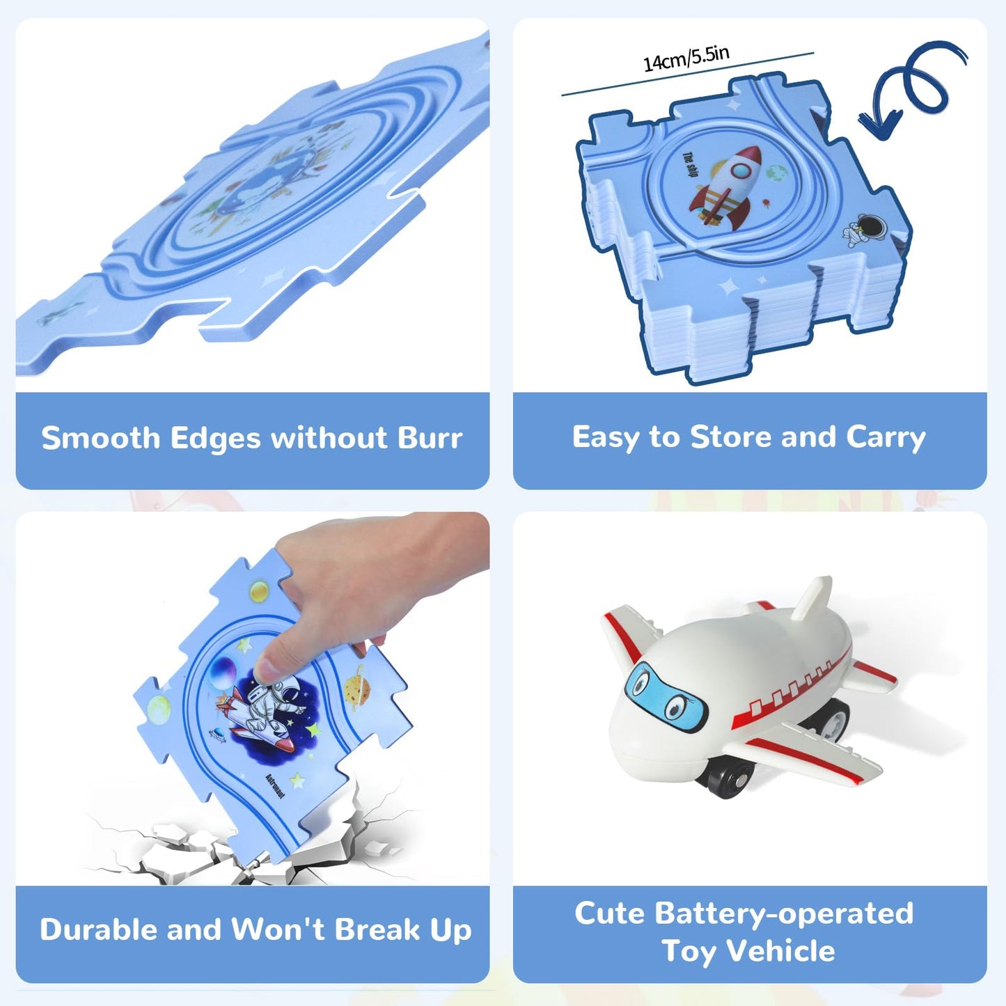 XAZASTOV Plastic Floor Puzzles for Kids with Airplane Toy Car, Puzzle Track Car Play Set, Educational Toys for 3 4 5 6 Year Old Boys, 3 4 5 6 Year Old Boy Birthday Gift, Kids Toys Boys 3-5