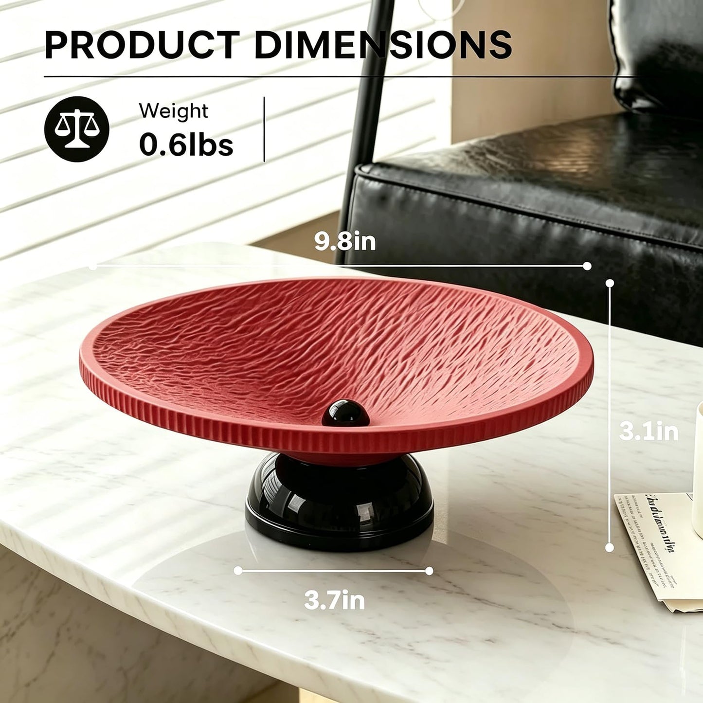 9.8" Large Fruit Bowl with Draining Holes for Kitchen Counter, Modern Decorative Bowl for Keys Jewelry Candy, Roman Rock Pattern Entryway Table Footed Bowl Home Décor