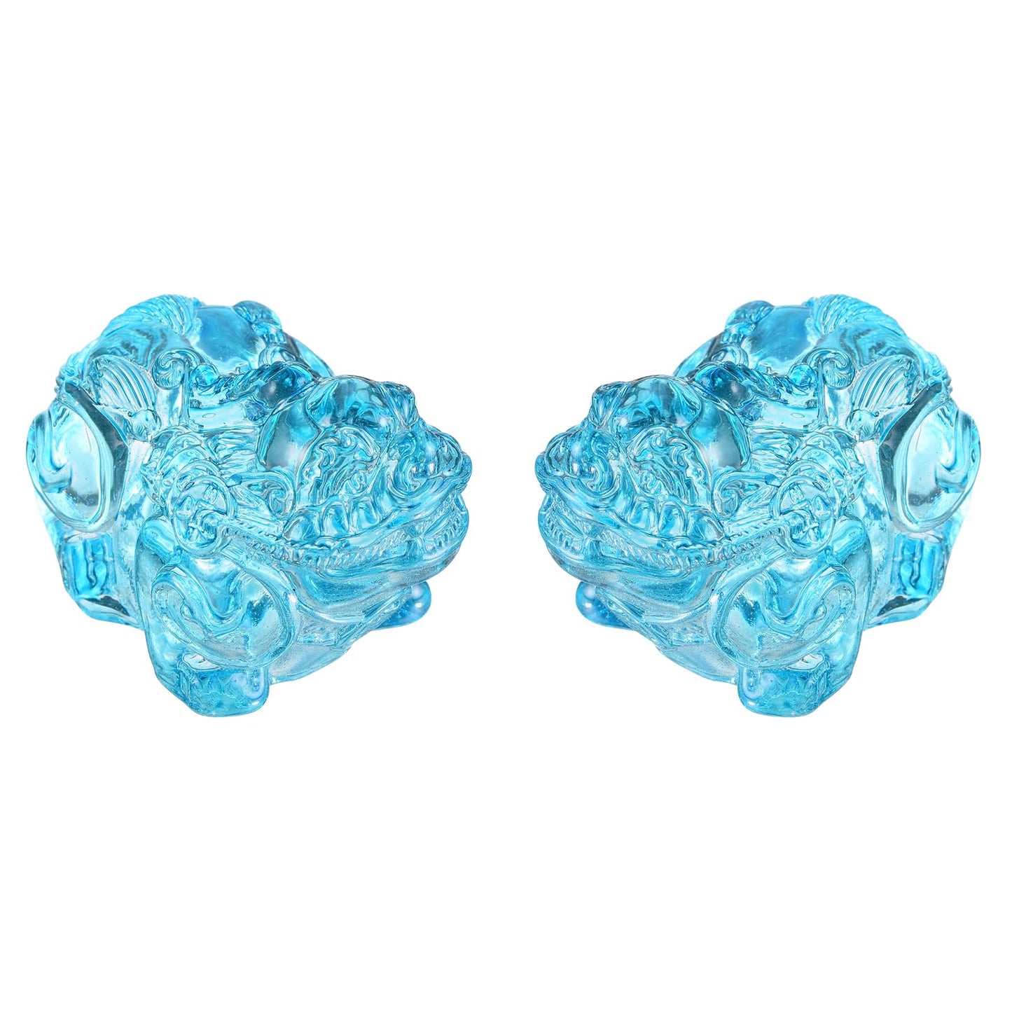 uxcell 2 Pcs Crystal Decorative Ornaments, 1.2" H Chinese Feng Shui Crystal Figurine Mini Pi Xiu Collectible Decor for Table Home Hanging Decorations, Lake Blue
