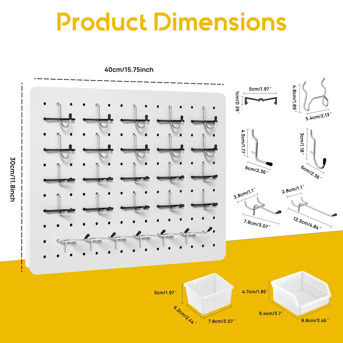 PHX Grove Peg Board for Tools, 4 Pack Metal Pegboard Wall Organizer with Hooks,12"×16" White Pegboard Panels for Walls Home, Garage Tool Storage, Kitchen, Office Organization, Craft Room