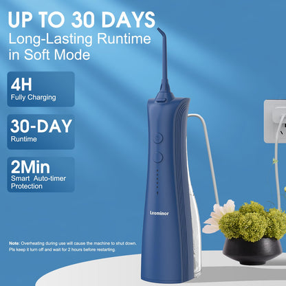 Leominor Water Dental Flosser - 5 Modes Cordless Portable Oral Irrigator, IPX7 Waterproof, Rechargeable Teeth Cleaner Upgrade Datchable Tank Professional Flossing Cleaning Pick for Home Travel (Black)