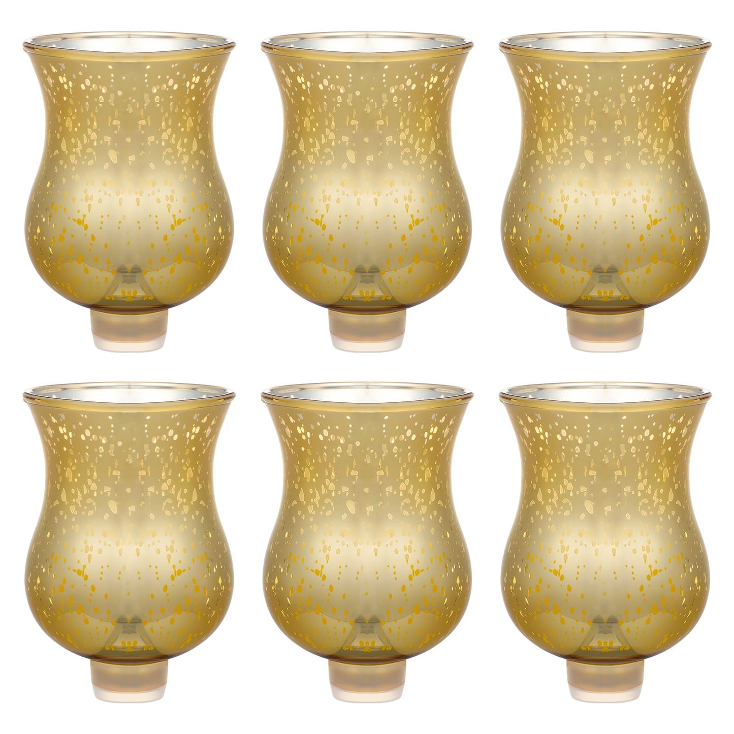 VIHOSE Bulk Set of 6 Gold 3.5" Peg Votive Holders with Rubber Gasket Glass Wholesale Candelabra Hurricane Glass Shades Votive Candleholder Cups for Stylish Home Decor