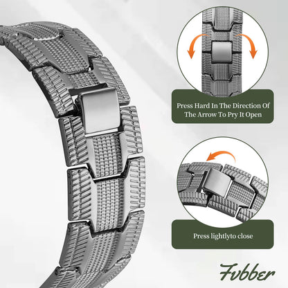 Fvbber 3X Magnetic Bracelets for Men Triple Strength Magnets with Pure Copper Adjustable Length Bracelet for Wrist Support & Wellness - Includes Sizing Tool and Gift Box (Black)
