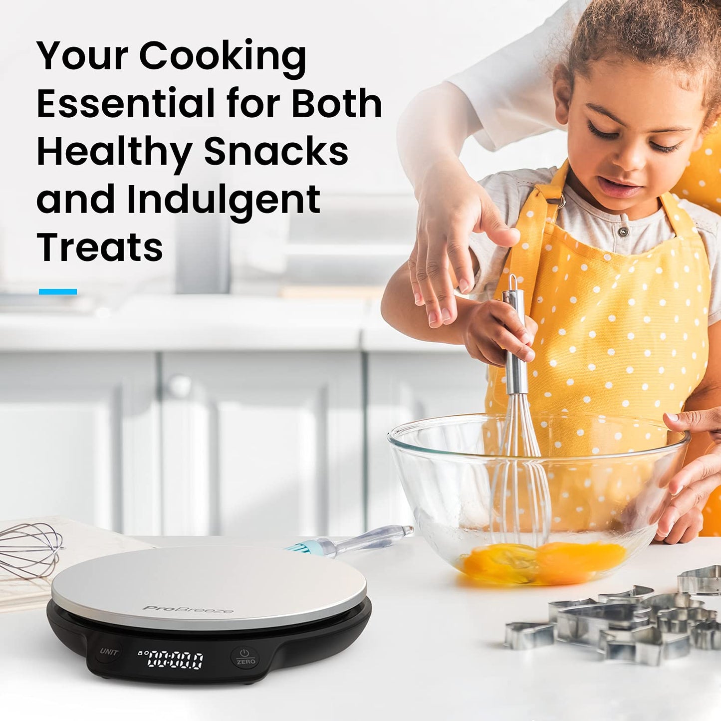 Pro Breeze Kitchen Scales Digital - Stainless Steel Digital Scales Kitchen High Precision Kitchen Weigh Scale for Baking and Cooking in g/ml/fl oz/lb oz