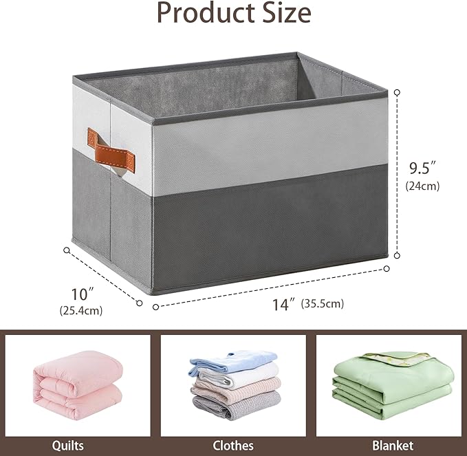 6 Pack Large Storage Bins with Handle, Collapsible Storage Basket