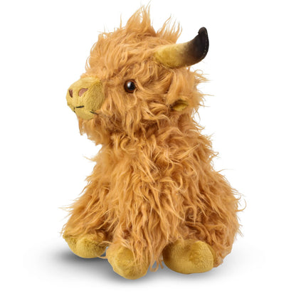 CREJOHY Highland Cow Plush Toy, 11in Highland Fluffy Cow Plush Cuddly Toys, Scottish Highland Cow Teddy Stuffed Soft Toys for Boys Girls Kids Birthday Gifts Age 3+ (Brown)