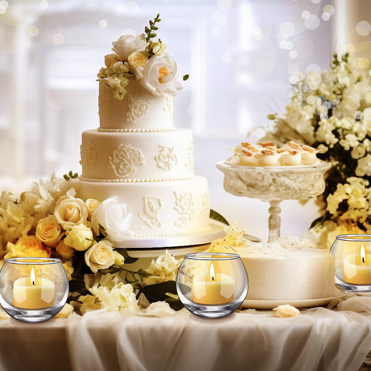 Ziliny 48 Pcs Clear Glass Votive Candle Holders Bulk Tealight Candle Holders Wedding Table Centerpiece Decor Vase for Wedding Bridal Shower Party Decoration