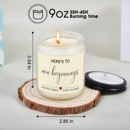 Kosmickiss New Beginnings Gifts for Women, Lavender Scented Candle, New Job, Farewell, Congratulations, Divorce Gifts for Women, Men, Coworkers, Friends